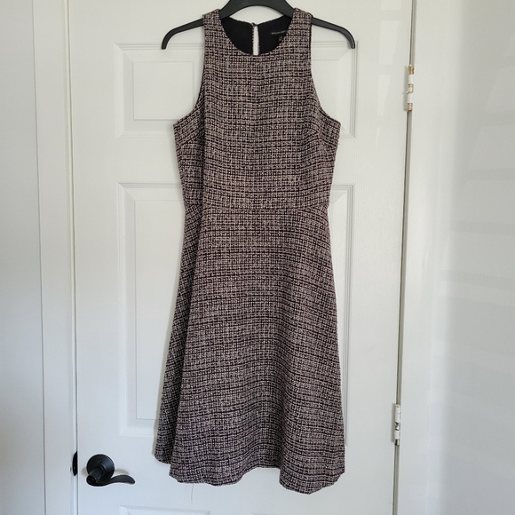 slim fit dress slacks White Mark Plus Size Tweed Fit and Flare Dress - Black